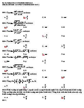 Kiểm tra 45 phút chương Giới hạn 11